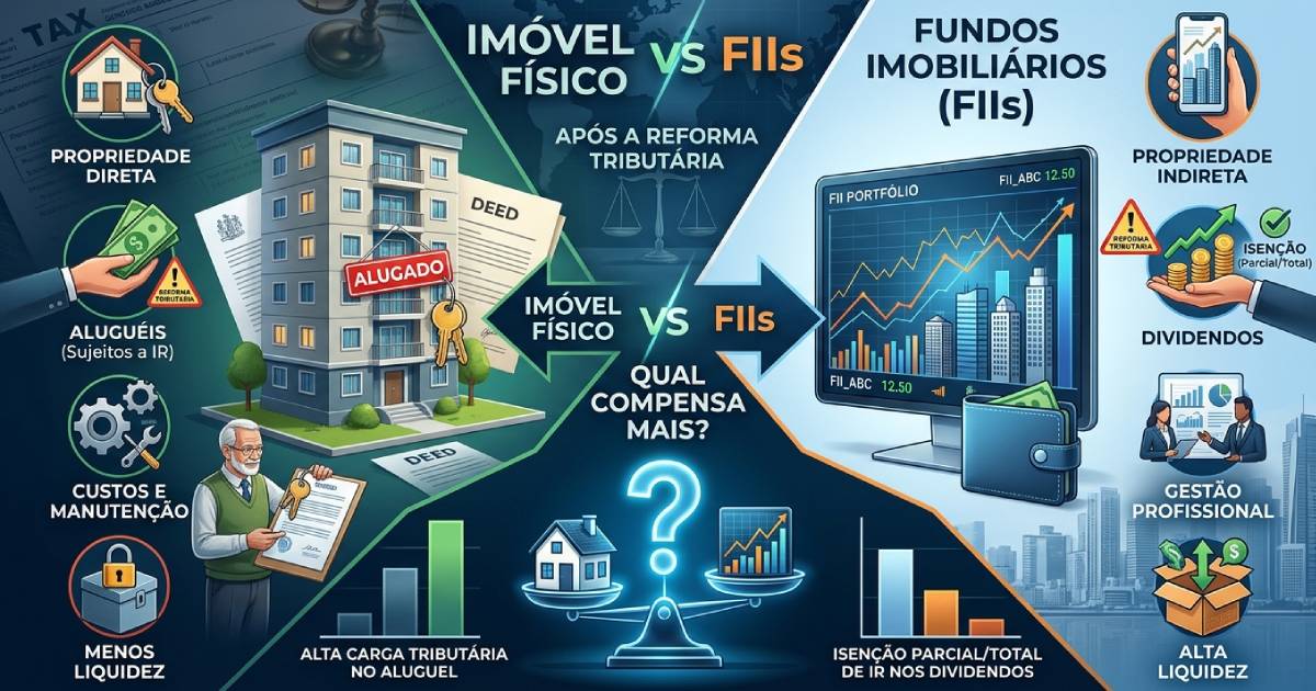 Imóvel Físico vs. Fundos Imobiliários (FIIs) após a Reforma Tributária: Qual compensa mais?